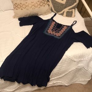 Luxology Boho Embroidered Cap Sleeve Dress
